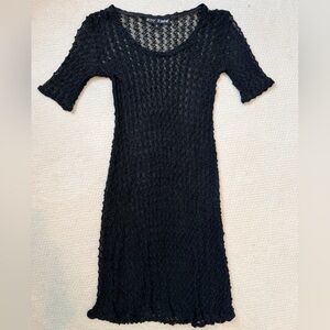 Rare 90s Betsey Johnson Black Lace Knit midi dress